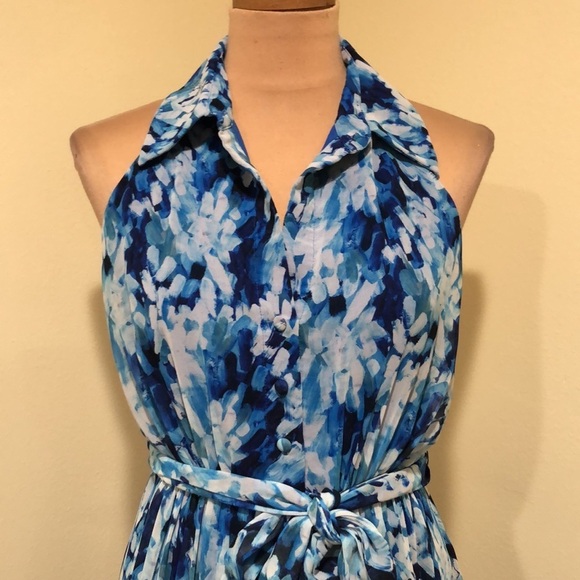 Badgley Mischka Blue Floral Maxi Dress - Picture 3 of 11